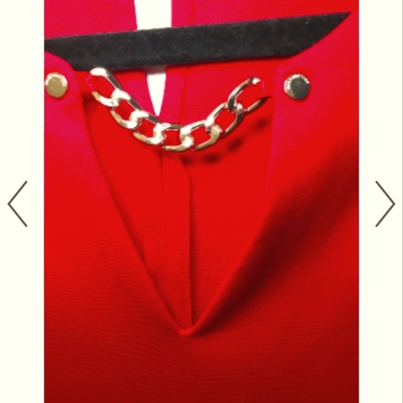 Marc New York Red Long Sleeve Tie Front Peplum Blouse Size Large - Picture 3 of 10